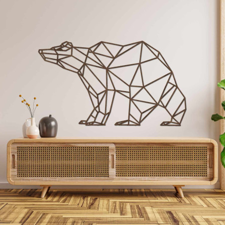 Designer-Wanddekoration in Bärenform aus Holz für moderne und skandinavische Interieurs.