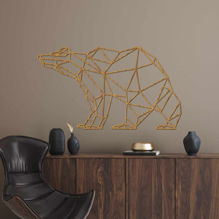 Designer-Wanddekoration in Bärenform aus Holz für moderne und skandinavische Interieurs.