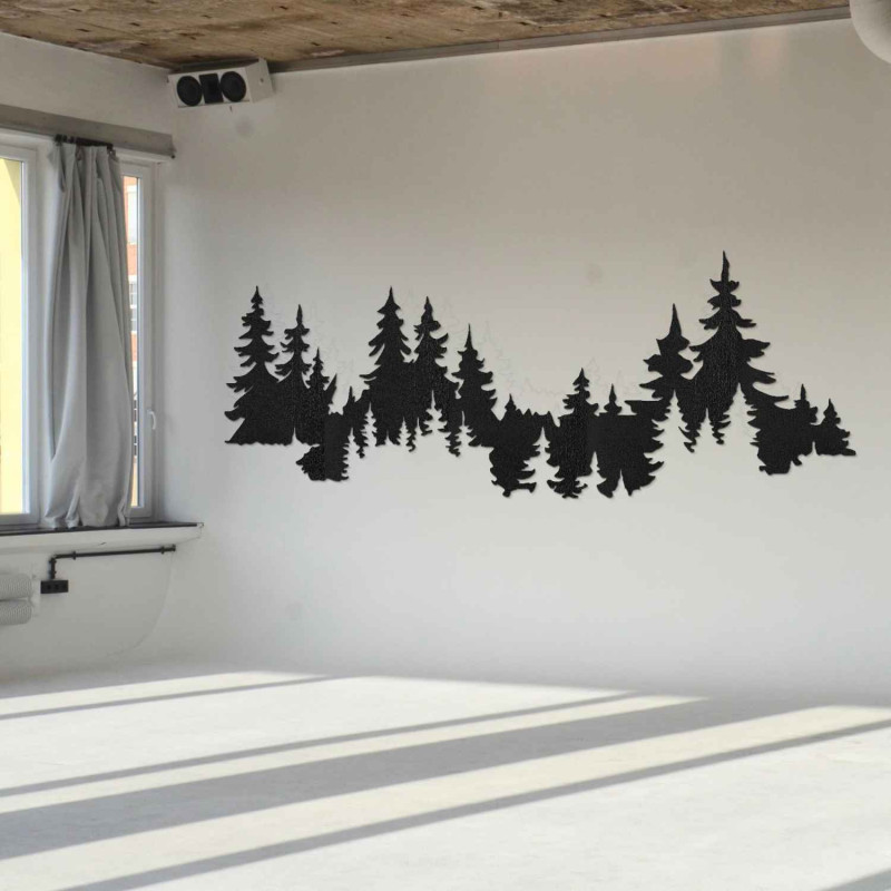 Wanddekor Wald aus Holz, Baumpanorama, modernes Interieur