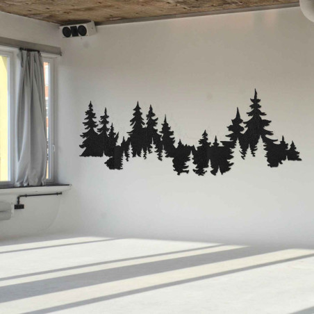 Wanddekor Wald aus Holz, Baumpanorama, modernes Interieur