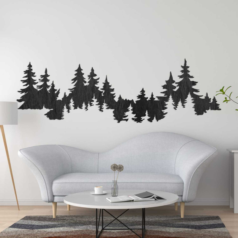 Wanddekoration aus Holz, Waldmotiv, bernsteinfarben, für das Wohnzimmer