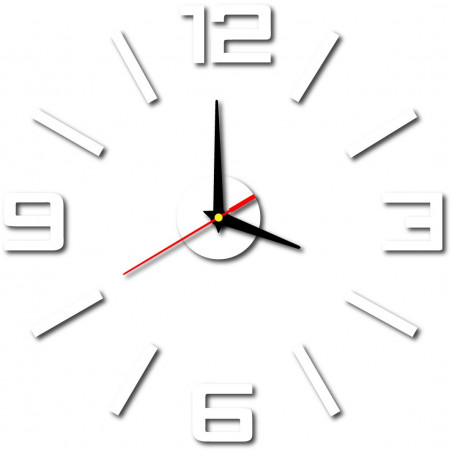 Moderne Wanduhr aus Kunststoff. Eigenproduktion, X-momo