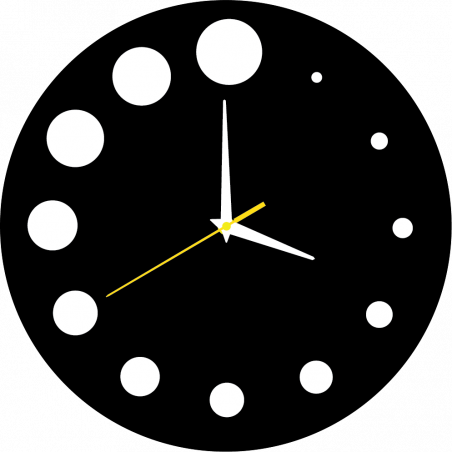 Moderne Wanduhr aus Kunststoff. Eigenproduktion, X-momo