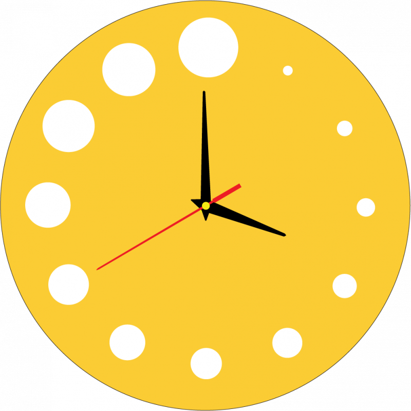 Moderne Wanduhr aus Kunststoff. Eigene Produktion, X-momo