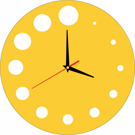 Moderne Wanduhr aus Kunststoff. Eigenproduktion, X-momo