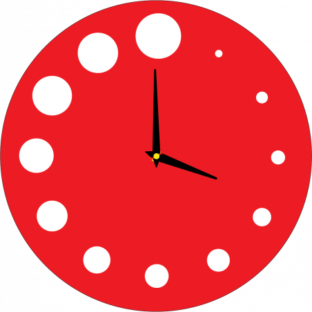 Moderne Wanduhr aus Kunststoff. Eigene Produktion, X-momo