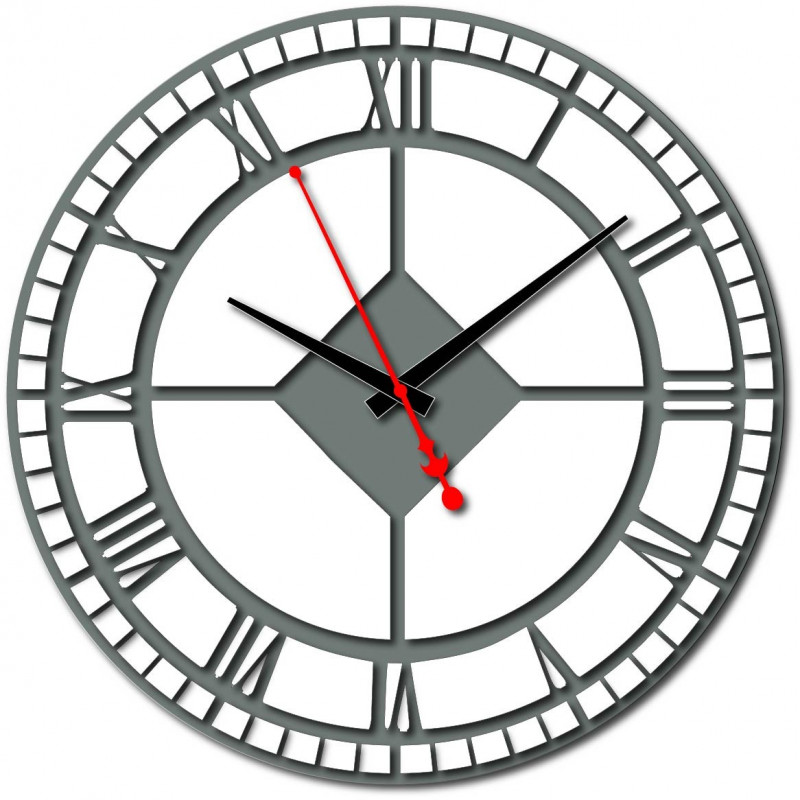 Moderne Wanduhr aus Kunststoff. Eigenproduktion, X-momo