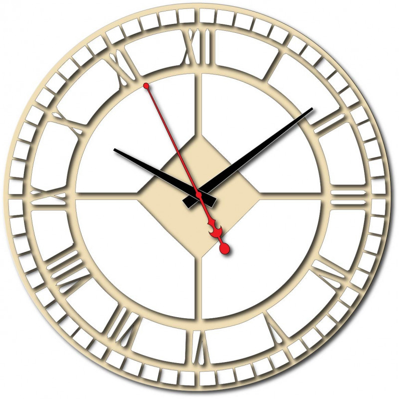 Moderne Wanduhr aus Kunststoff. Eigenproduktion, X-momo