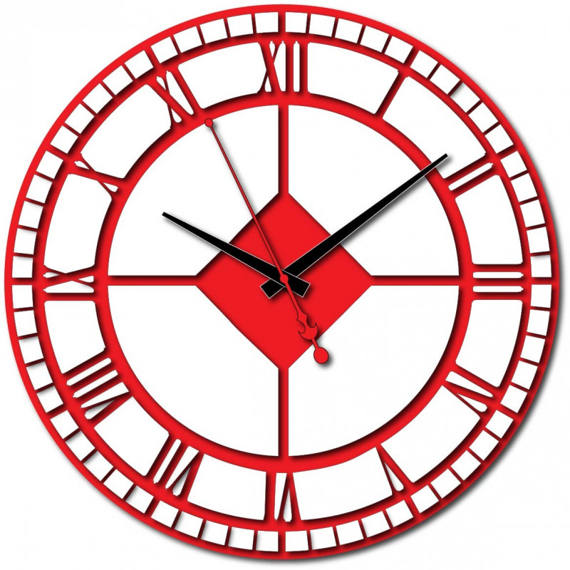 Moderne Wanduhr aus Kunststoff. Eigenproduktion, X-momo