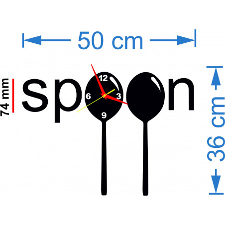 Abmessungen von Wanduhr aus Kunststoff. Trendige Stunden als Bild.