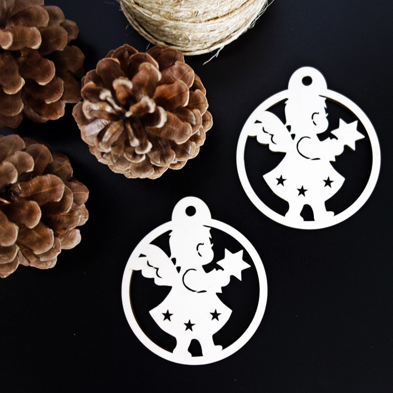 Weihnachtsschmuck aus Holz, Größe: 79x90 mm