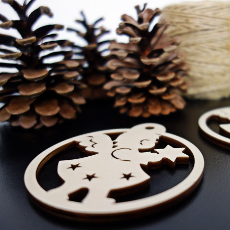 Weihnachtsschmuck aus Holz, Größe: 79x90 mm