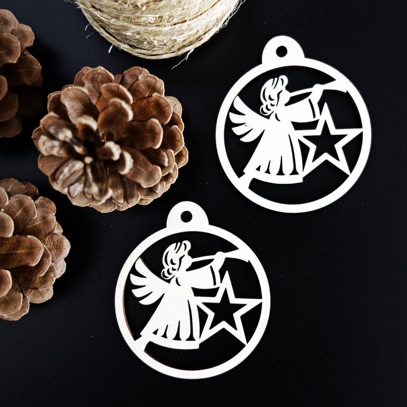 Weihnachtsschmuck aus Holz - Engel, Größe: 79x90 mm