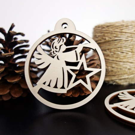 Weihnachtsschmuck aus Holz - Engel, Größe: 79x90 mm
