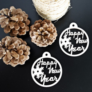 Christbaumschmuck aus Holz - Neujahr, Größe: 79x90 mm