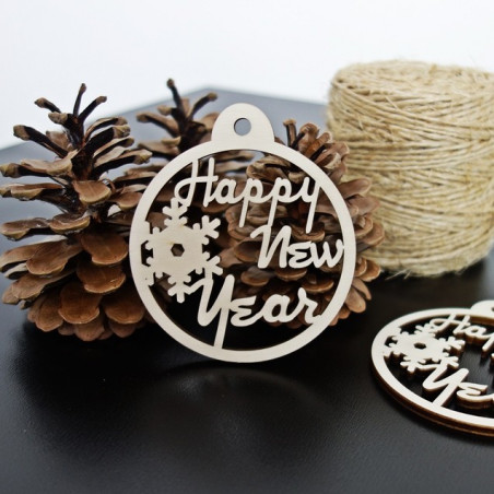 Christbaumschmuck aus Holz - Neujahr, Größe: 79x90 mm