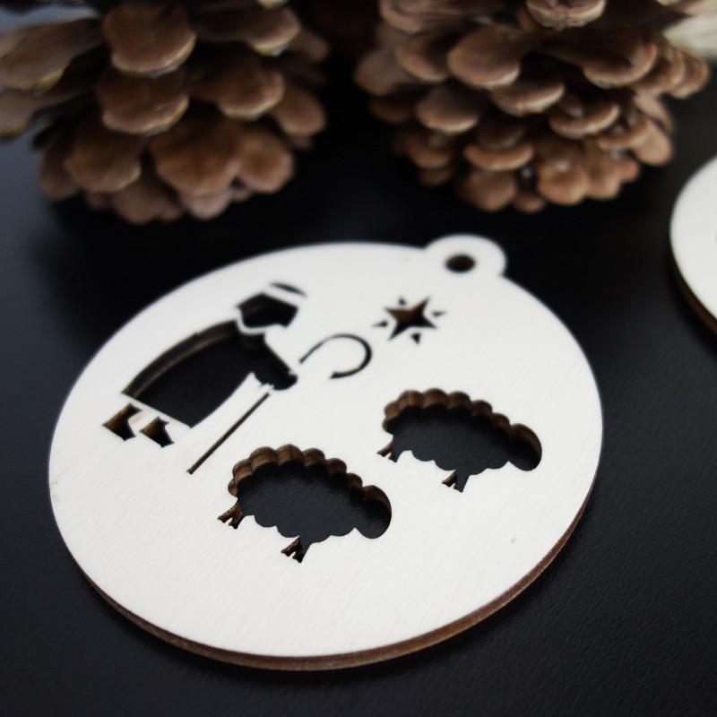 Weihnachtsschmuck aus Holz - Hirte, Größe: 79x90 mm