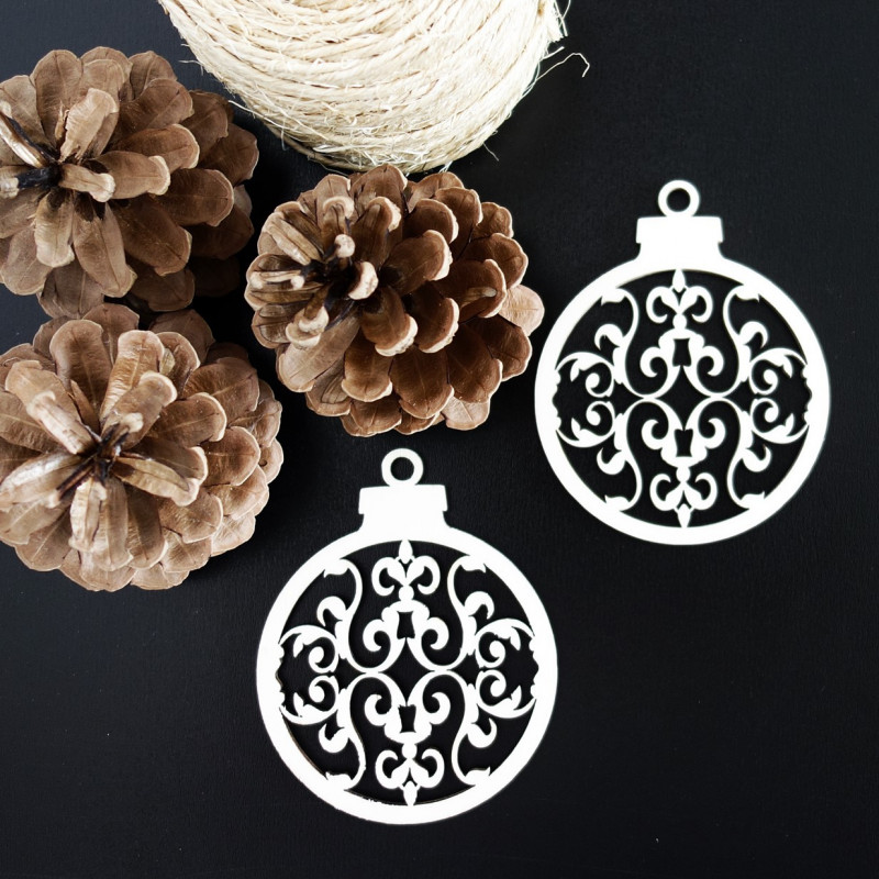 Holzornament-Weihnachtskugel, Größe: 79x90 mm