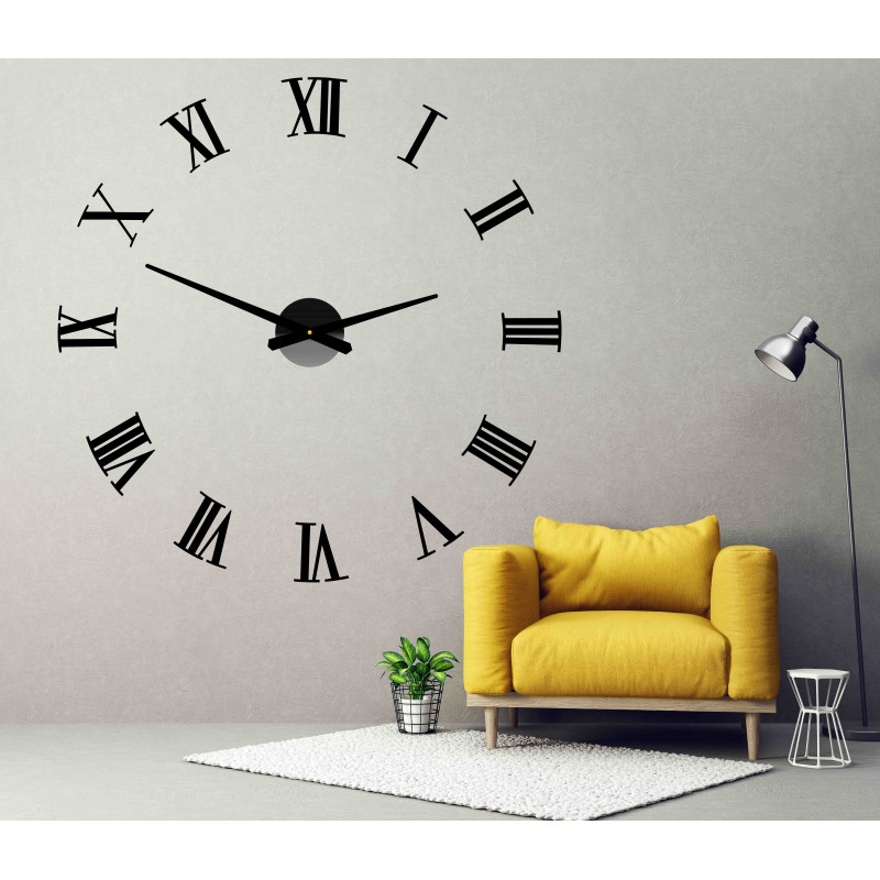 Klebende Wanduhr Roman 2D Plexiglas