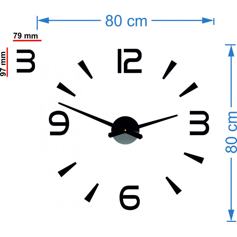 Moderne Wanduhr Stick Stor 2D Plexi