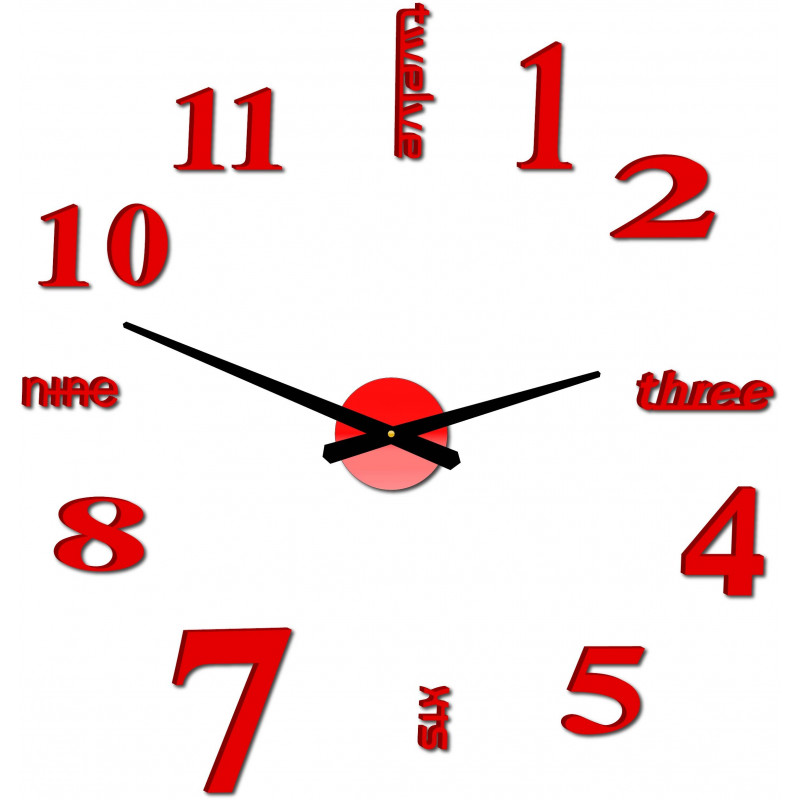 Moderne Wanduhr sieben 2D Plexiglas SPIEGEL