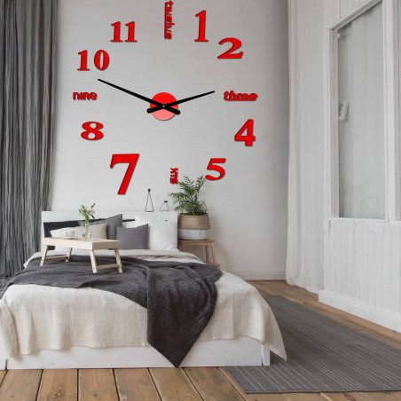 Moderne Wanduhr mit sieben 2D-Plexiglasspiegeln
