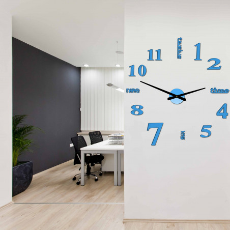 Moderne Wanduhr mit sieben 2D-Plexiglasspiegeln