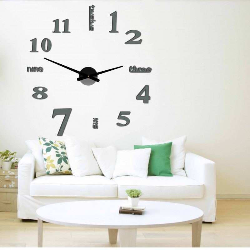 Moderne Wanduhr mit sieben 2D-Plexiglasspiegeln