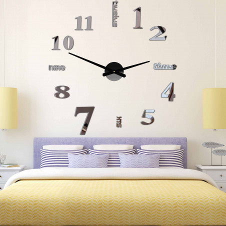 Moderne Wanduhr mit sieben 2D-Plexiglasspiegeln