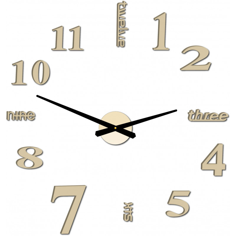 Moderne Wanduhr mit sieben 2D-Plexiglasspiegeln