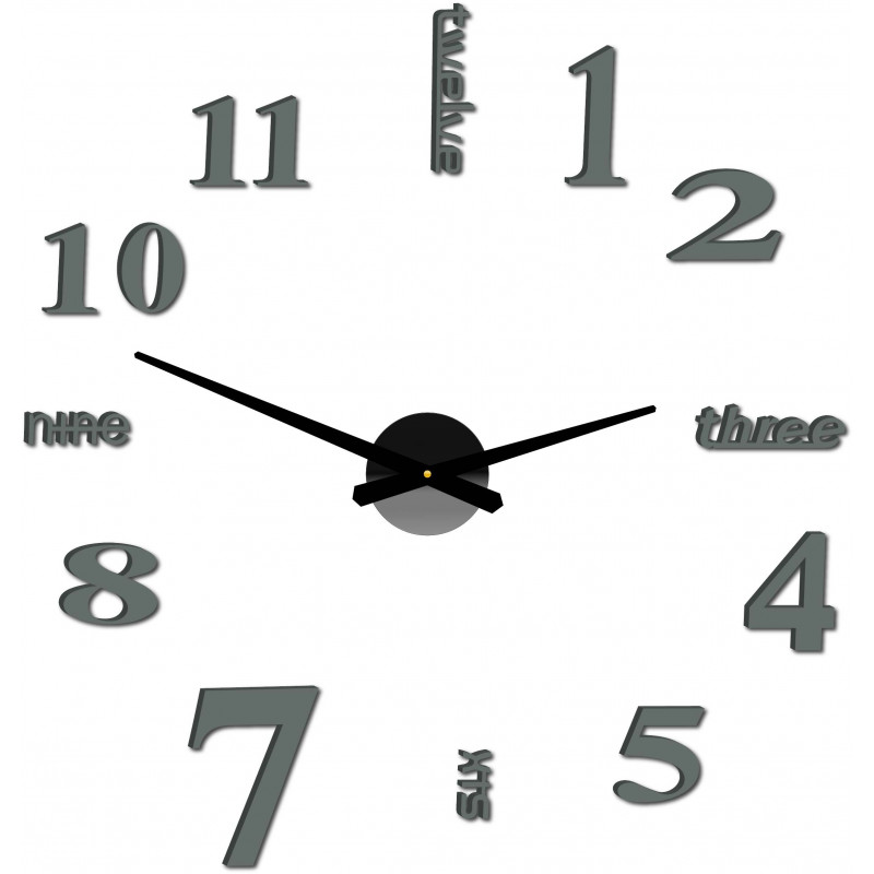 Moderne Wanduhr mit sieben 2D-Plexiglasspiegeln