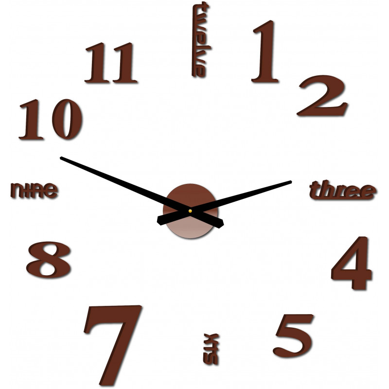 Moderne Wanduhr mit sieben 2D-Plexiglasspiegeln