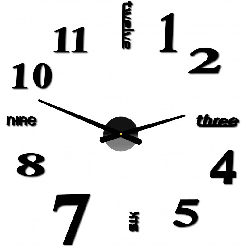 Moderne Wanduhr mit sieben 2D-Plexiglasspiegeln
