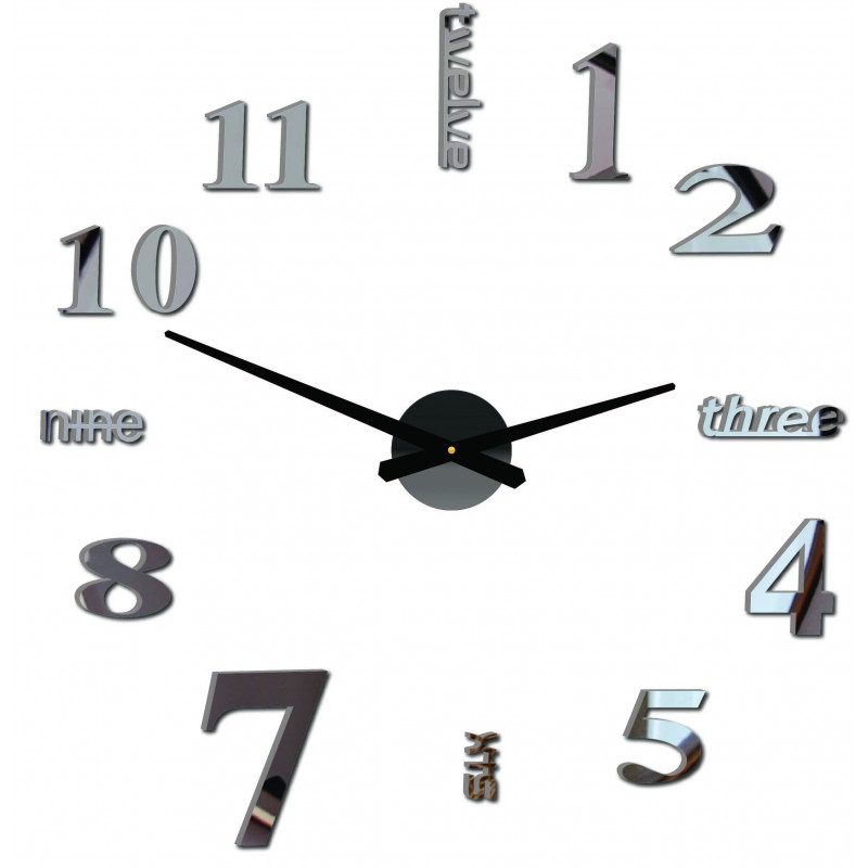 Moderne Wanduhr mit sieben 2D-Plexiglasspiegeln
