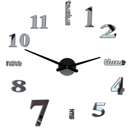 Moderne Wanduhr mit sieben 2D-Plexiglasspiegeln