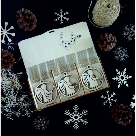 Vintage Holz Weihnachtsschmuck, Das Set enthält 18 Stück