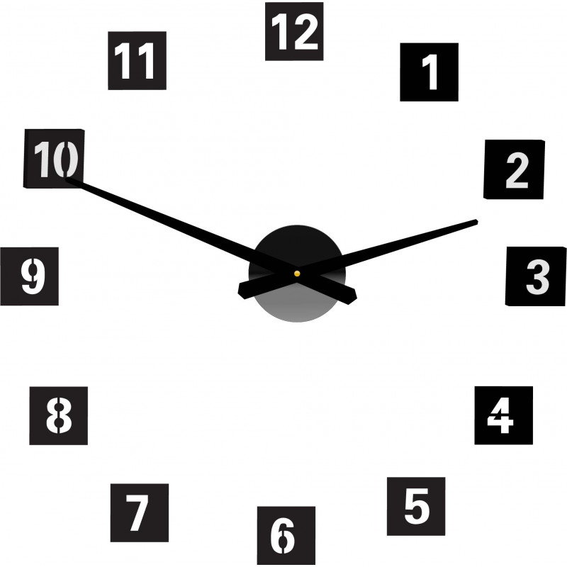Große quadratische Wanduhr (Wanduhr aus Kunststoff) 2D DEKOR