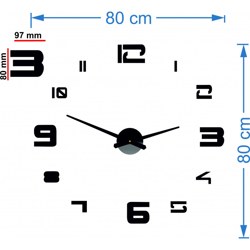 Wanduhr selbstklebend groß Plexiglas DIY STRONGO