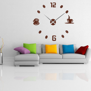 Große selbstklebende Wanduhr COFFE PLEXI