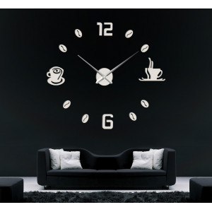 Große selbstklebende Wanduhr COFFE PLEXI 2