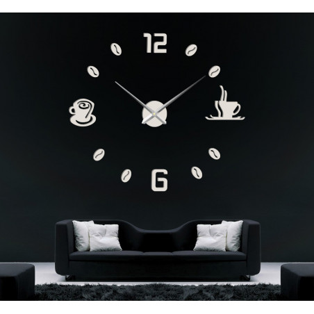 Große selbstklebende Wanduhr COFFE PLEXI