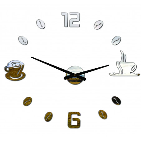 Große selbstklebende Wanduhr COFFE PLEXI
