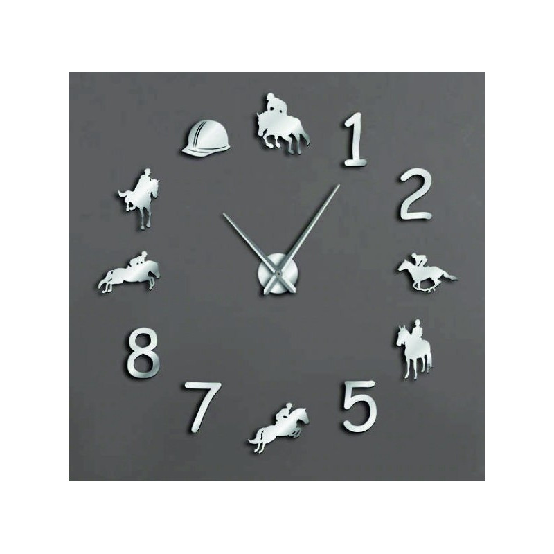 Große Wanduhr Rodeo Pferd Reiter Reiten Uhr 3D DIY Cowboys