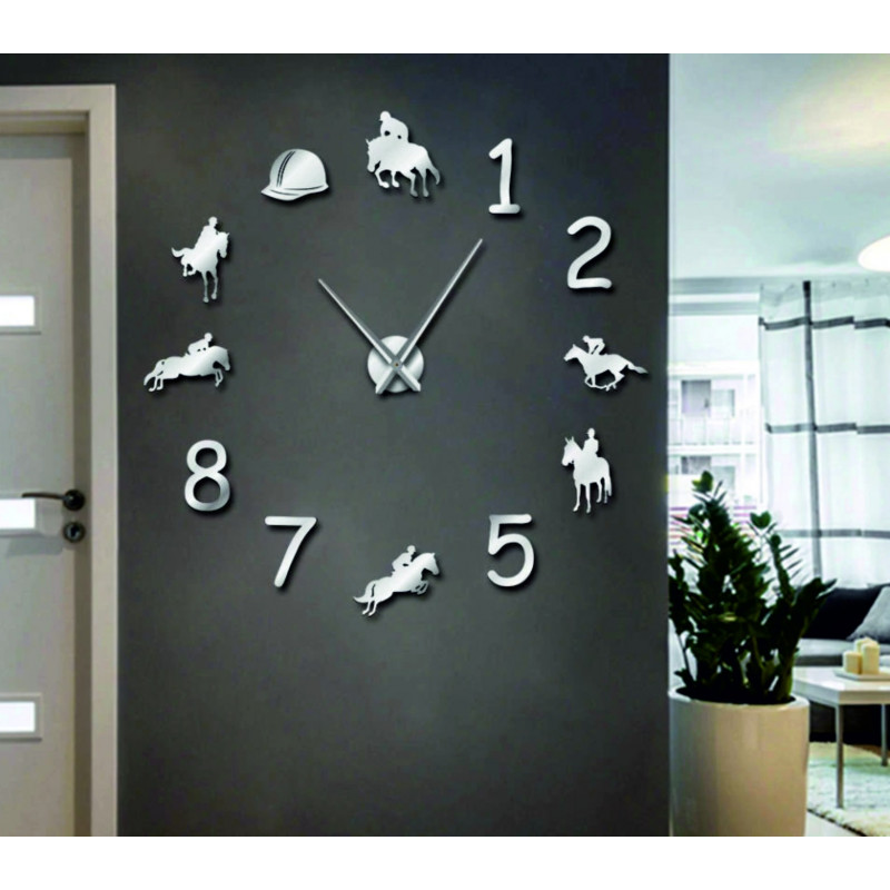 Große Wanduhr Rodeo Pferde Reiter Uhr 3D DIY Cowboys