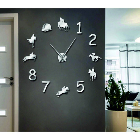 Große Wanduhr Rodeo Pferde Reiter Uhr 3D DIY Cowboys