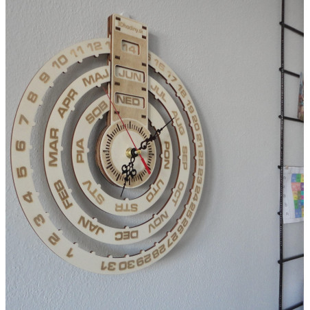 Holzkalender Wanduhr Kalender aus Holz mit Lasergravur CALENDAR