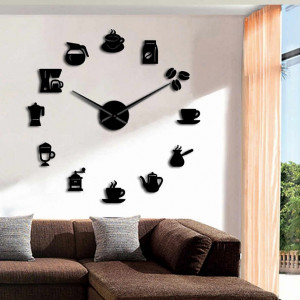 Wanduhr Spiegelbindung Moderne Uhr Kaffee Kaffee ZRNO 2