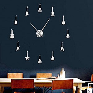 Wanduhr Gitarre Modern Aufkleber Spiegel Uhr DIY GUITAR 2