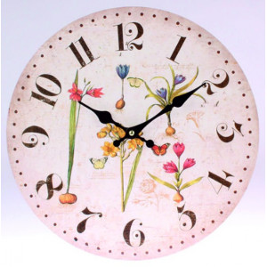 Clock aus Holz MDF Blumen und Schmetterlingen. Fi 30 cm