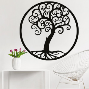 Hölzernes Bild der Blumenleben-Mandala auf einer Sperrholzwand HELLA